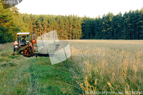 Image of A man operates an old tractor