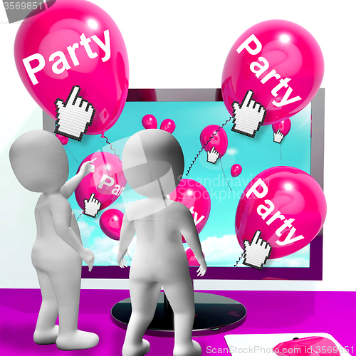 Image of Party Balloons Represent Internet Parties and Invitations