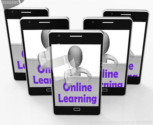 Image of Online Learning Sign Phone Means E-Learning And Internet Courses