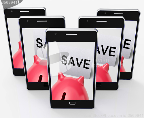 Image of Save Piggy Bank Phone Shows Product Discounts And Bargains