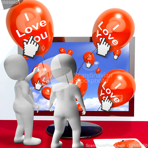 Image of I Love You Balloons Represent Internet Greetings for Lovers