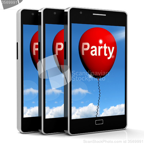 Image of Party Balloon Phone Represents Parties Events and Celebrations