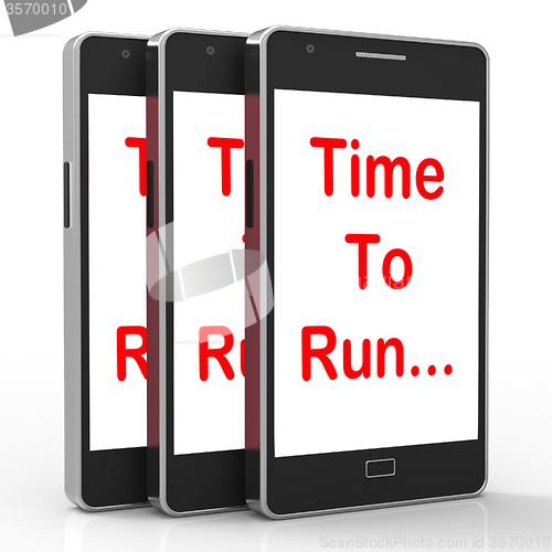 Image of Time To Run Smartphone Means Short On Time And Rushing