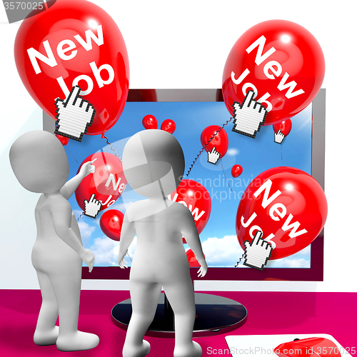 Image of New Job Balloons Show Internet Congratulations for New Jobs
