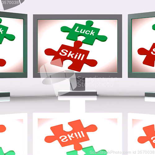 Image of Luck Skill Puzzle Screen Means Competent Or Fortunate