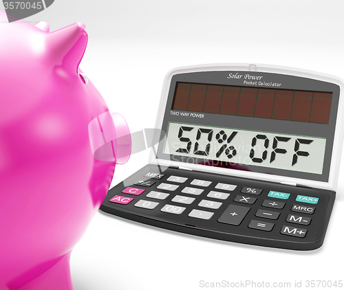 Image of Fifty Percent Off Calculator Means Half-Price Promotions