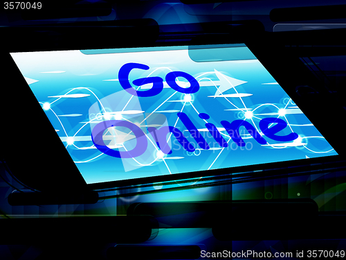 Image of Go Online On Phone Shows Use Web Internet Online