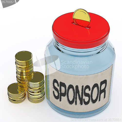 Image of Sponsor Jar Means Donating Helping Or Aid