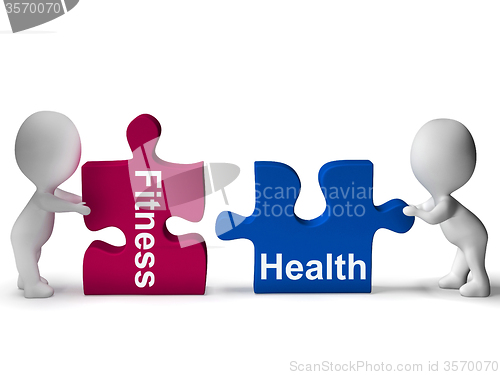Image of Fitness Health Puzzle Shows Healthy Lifestyles