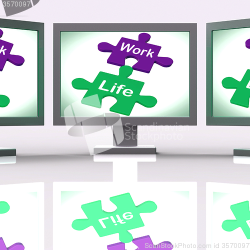 Image of Work Life Puzzle Shows Balancing Job And Relaxation
