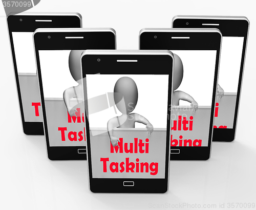 Image of Multitasking Phone Means Doing  Multiple Tasks Simultaneously