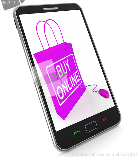 Image of Buy Online Phone Shows Internet Availability for Buying and Sale