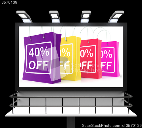Image of Forty Percent Off Shopping Bags Shows Reduction