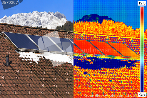 Image of Infrared and real image of Solar Panels 