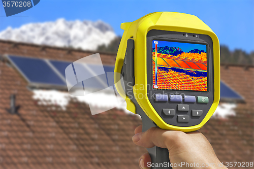 Image of Recording Solar Panels with Thermal Camera 