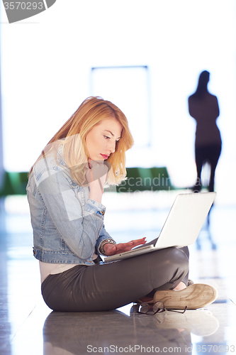 Image of student girl with laptop computer