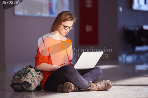 Image of student girl with laptop computer