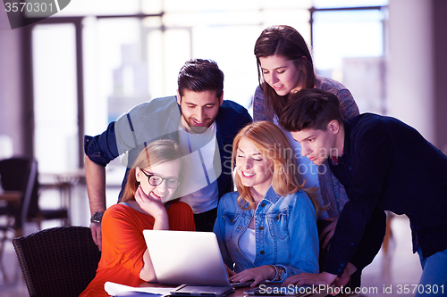 Image of students group working on school  project  together