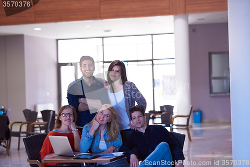 Image of students group standing together as team