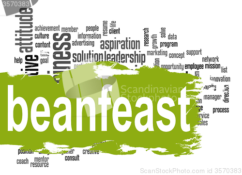 Image of Beanfeast word cloud with green banner