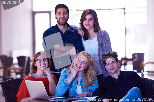 Image of students group standing together as team