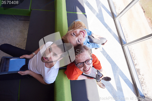 Image of students group working on school  project  together