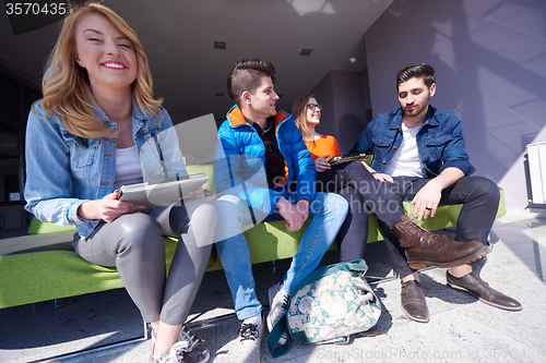 Image of students group standing together as team