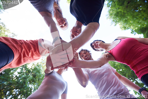 Image of jogging people group have fun