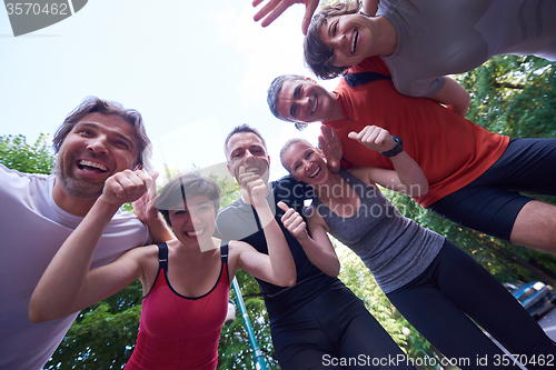 Image of jogging people group have fun