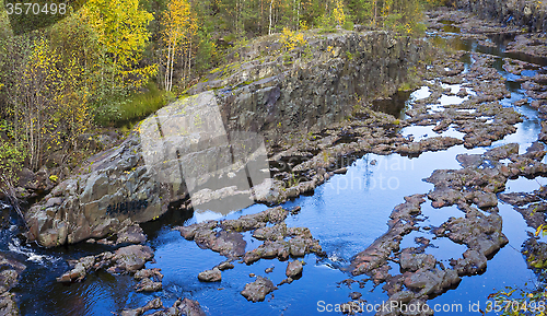 Image of Riverbed in canyon of volcanic rock in forest