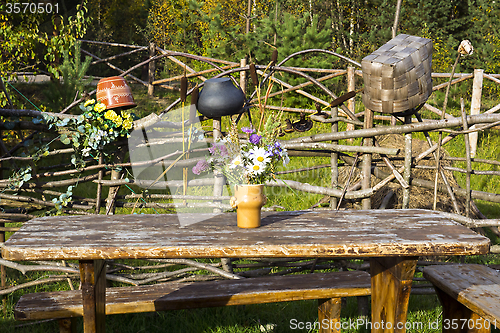 Image of Rural table in village yard