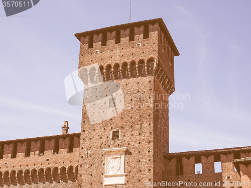 Image of Retro looking Castello Sforzesco Milan
