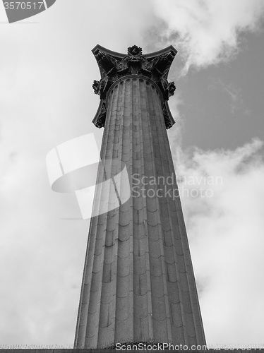 Image of Black and white Nelson Column in London