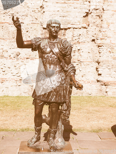 Image of Retro looking Trajan statue in London