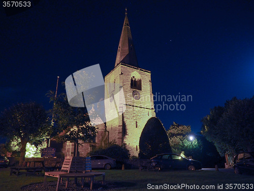 Image of St Mary Magdalene church in Tanworth in Arden at night