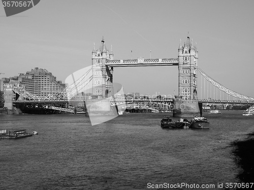 Image of Black and white Tower Bridge in London