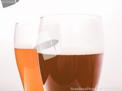 Image of Retro looking Two glasses of German beer