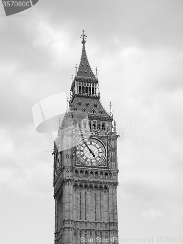 Image of Black and white Big Ben in London