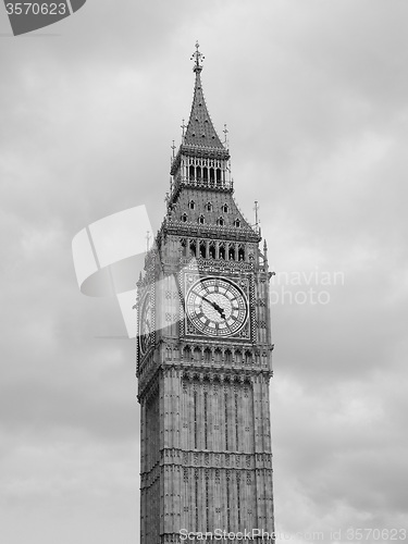 Image of Black and white Big Ben in London