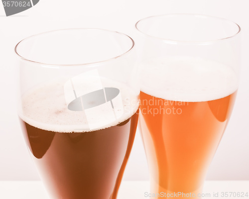 Image of Retro looking Two glasses of German beer