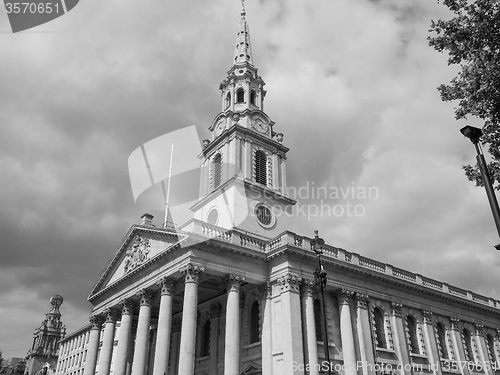 Image of Black and white St Martin church in London