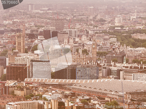 Image of Retro looking Aerial view of London