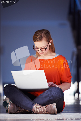 Image of student girl with laptop computer