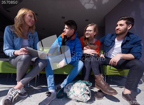 Image of students group standing together as team