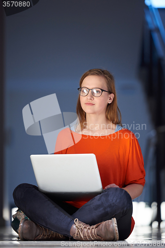 Image of student girl with laptop computer