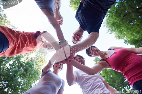 Image of jogging people group have fun