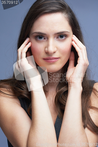 Image of portrait of young nude brunette woman