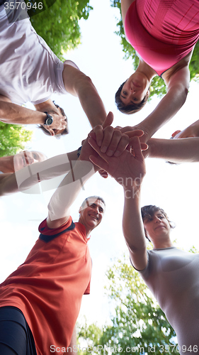 Image of jogging people group have fun