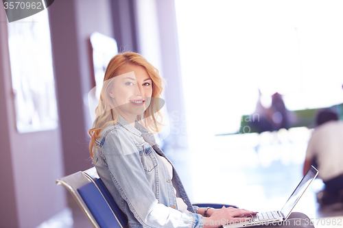 Image of student girl with laptop computer