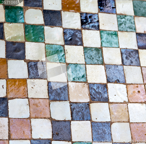 Image of line in morocco africa old tile and colorated floor ceramic abst